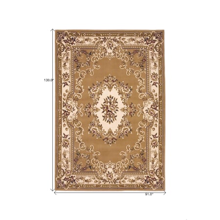 Homeroots 7 ft. 7 in. x 10 ft. 10 in. Polypropylene Beige & Ivory Area Rug 349693
